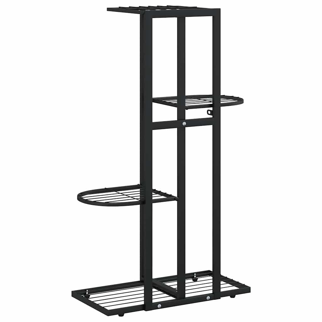 Stalak za cvijeće s 4 razine 43 x 22 x 76 cm crni metalni