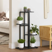 Stalak za cvijeće s 4 razine 43 x 22 x 76 cm crni metalni
