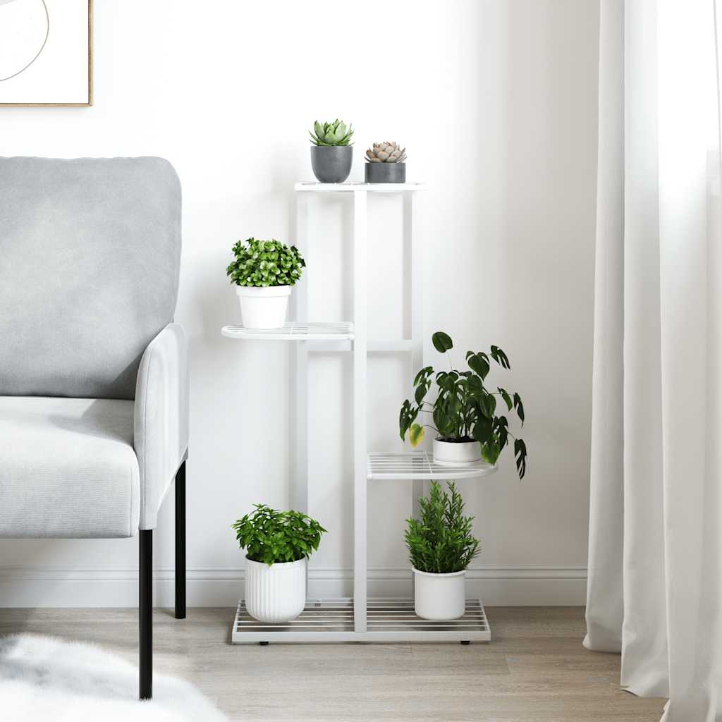 Stalak za cvijeće s 4 razine 43 x 22 x 76 cm bijeli metalni