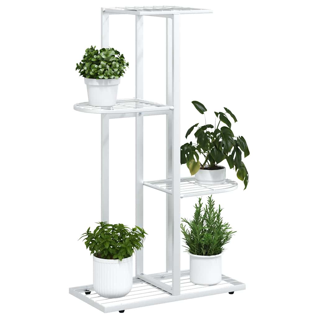 Stalak za cvijeće s 4 razine 43 x 22 x 76 cm bijeli metalni