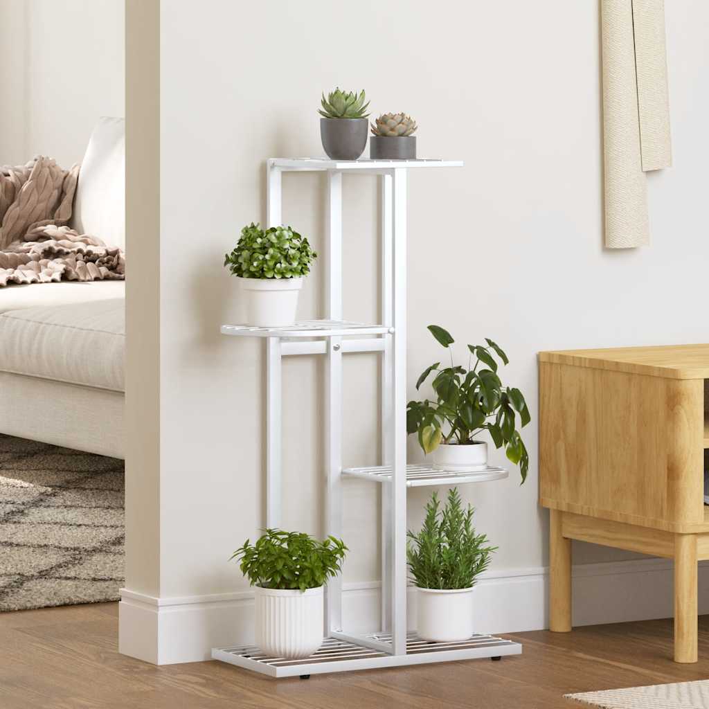 Stalak za cvijeće s 4 razine 43 x 22 x 76 cm bijeli metalni