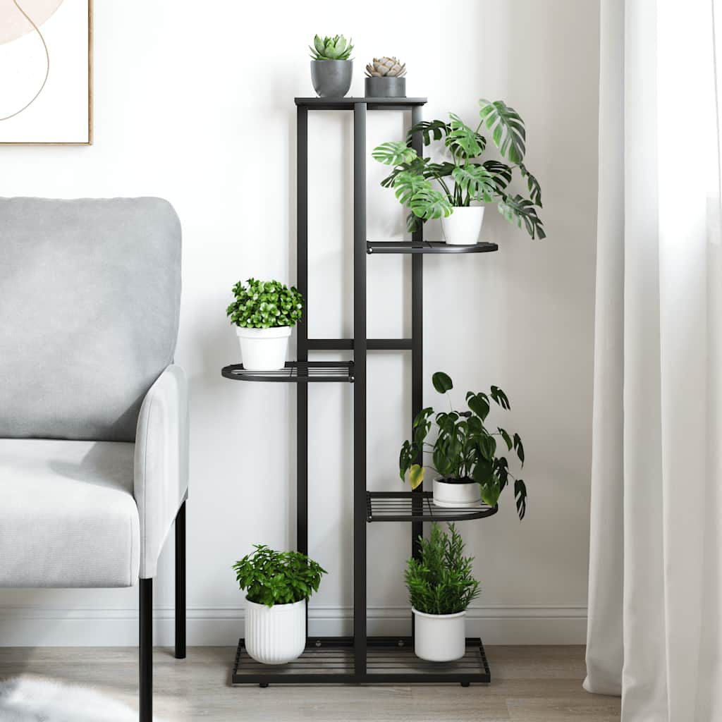 Stalak za cvijeće s 5 razina 43 x 22 x 98 cm crni metalni