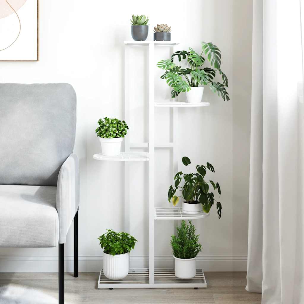 Stalak za cvijeće s 5 razina 43 x 22 x 98 cm bijeli metalni