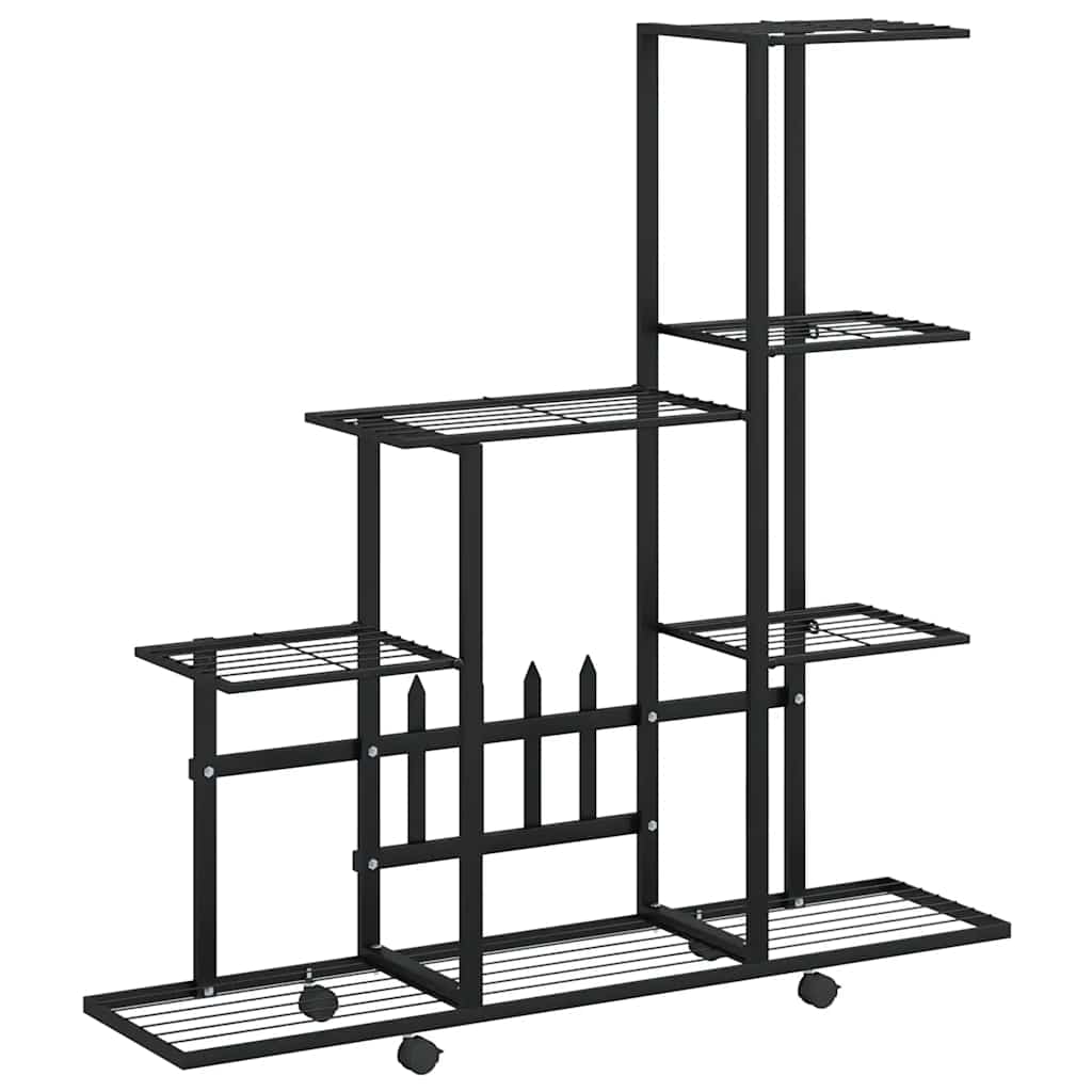 Stalak za cvijeće s kotačima 94,5 x 25 x 92,5 cm crni metalni