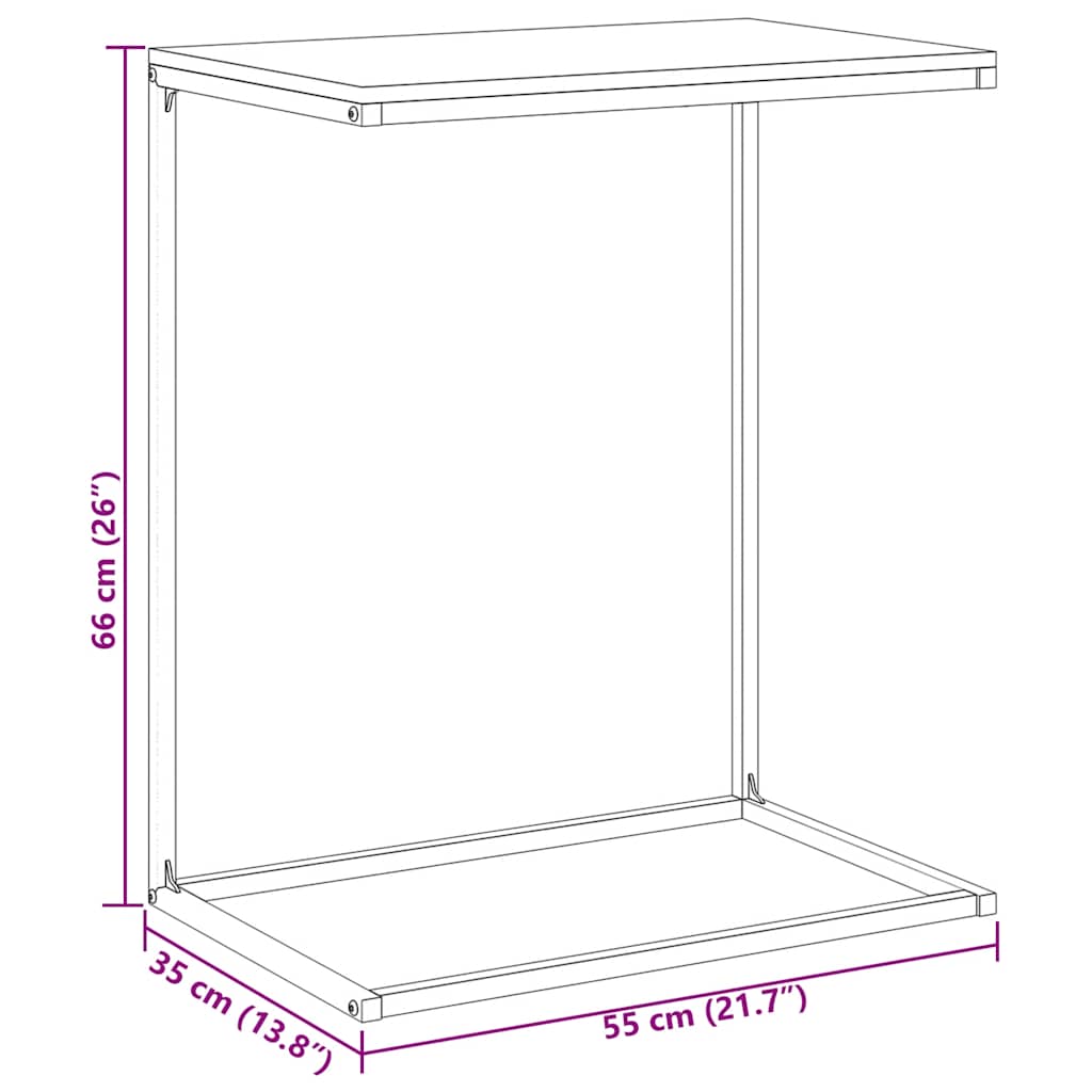 Bočni stolić crni 55 x 35 x 66 cm od konstruiranog drva