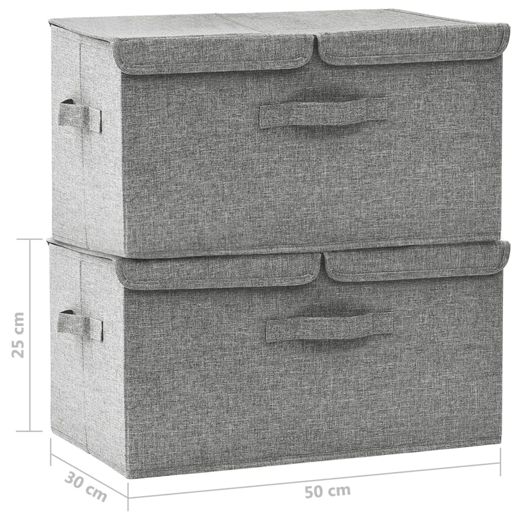Kutije za pohranu 2 kom od tkanine 50 x 30 x 25 cm sive