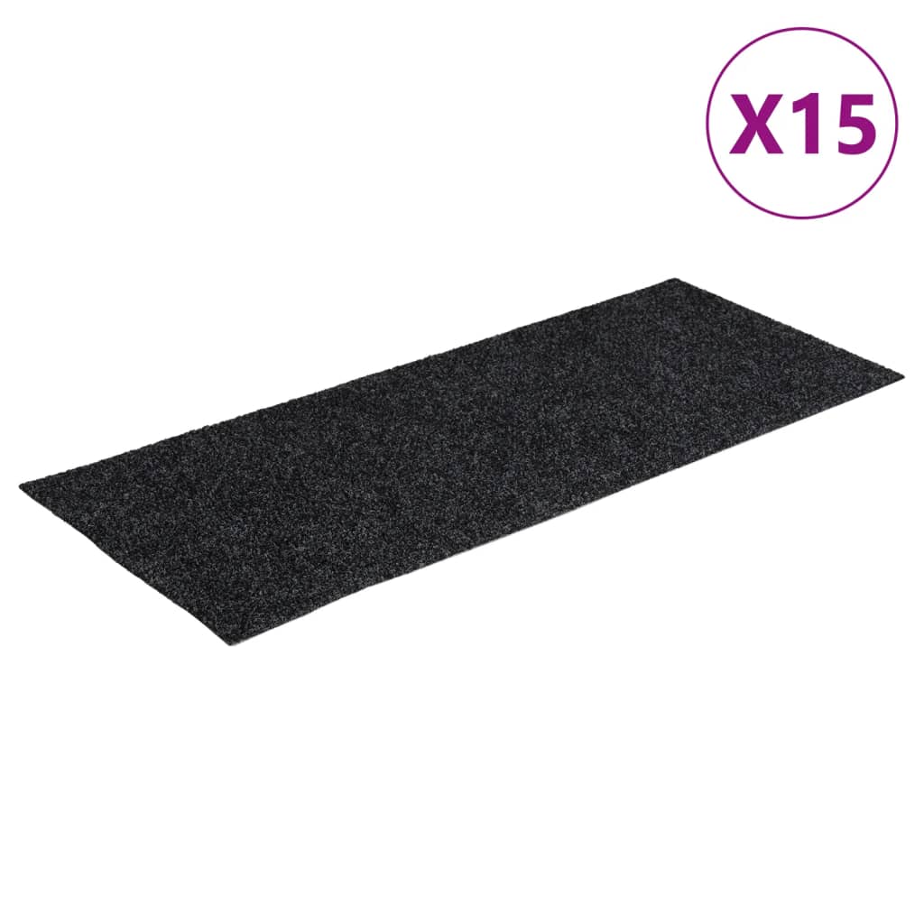 Prostirke za stepenice samoljepljive 15 kom 60x25 cm tamnosive pravokutne