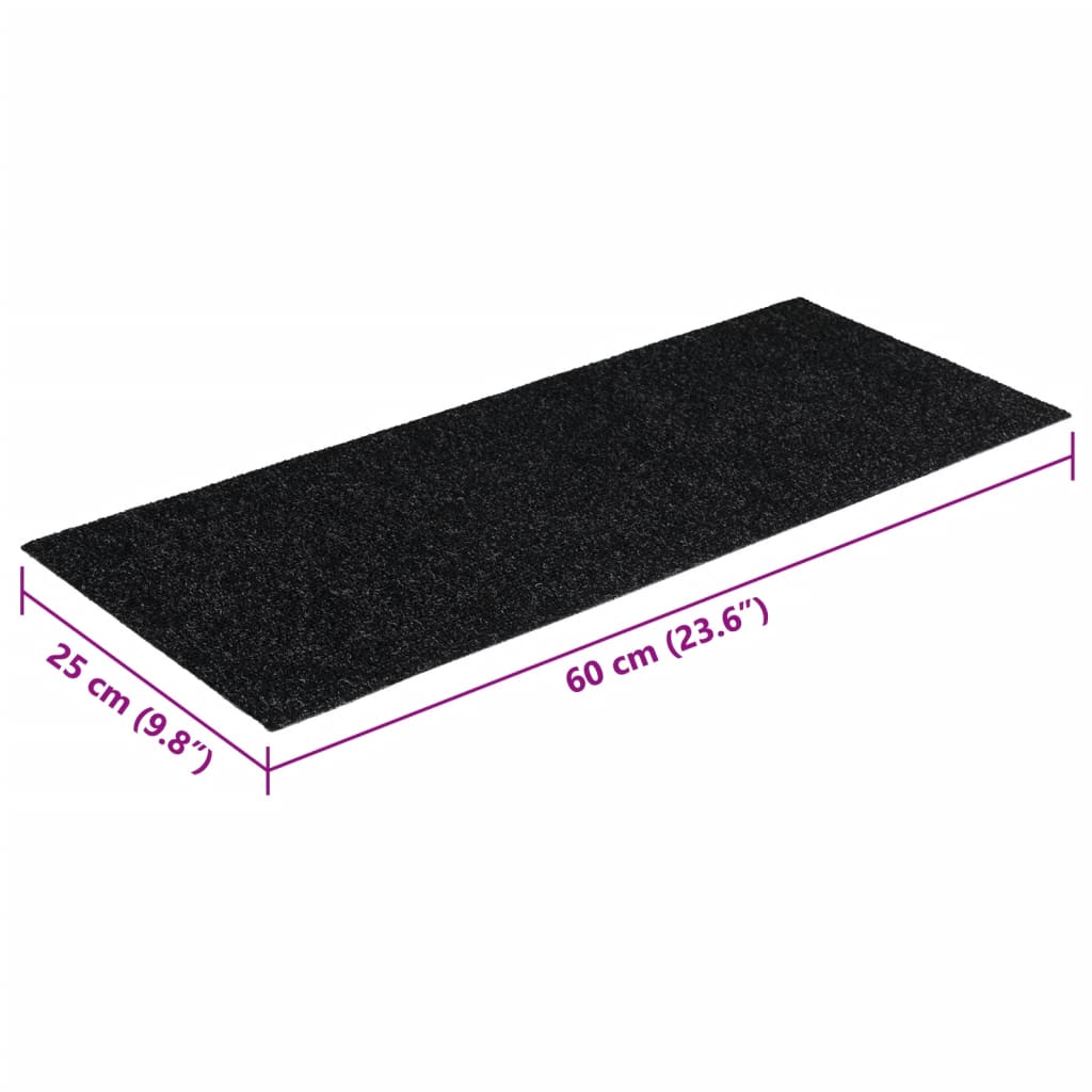 Prostirke za stepenice samoljepljive 15 kom 60x25 cm crne pravokutne