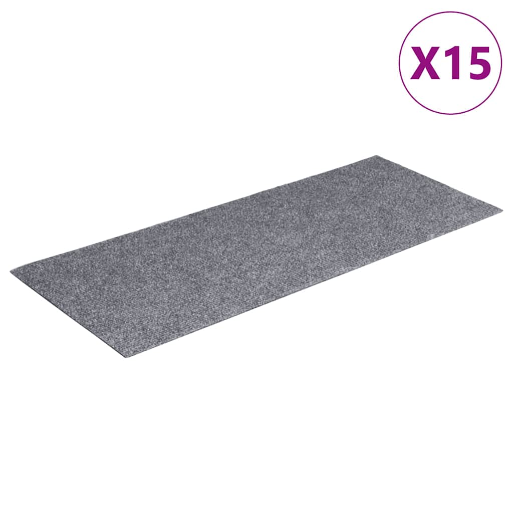 Prostirke za stepenice samoljepljive 15 kom 60x25 cm svijetlo sive pravokutne
