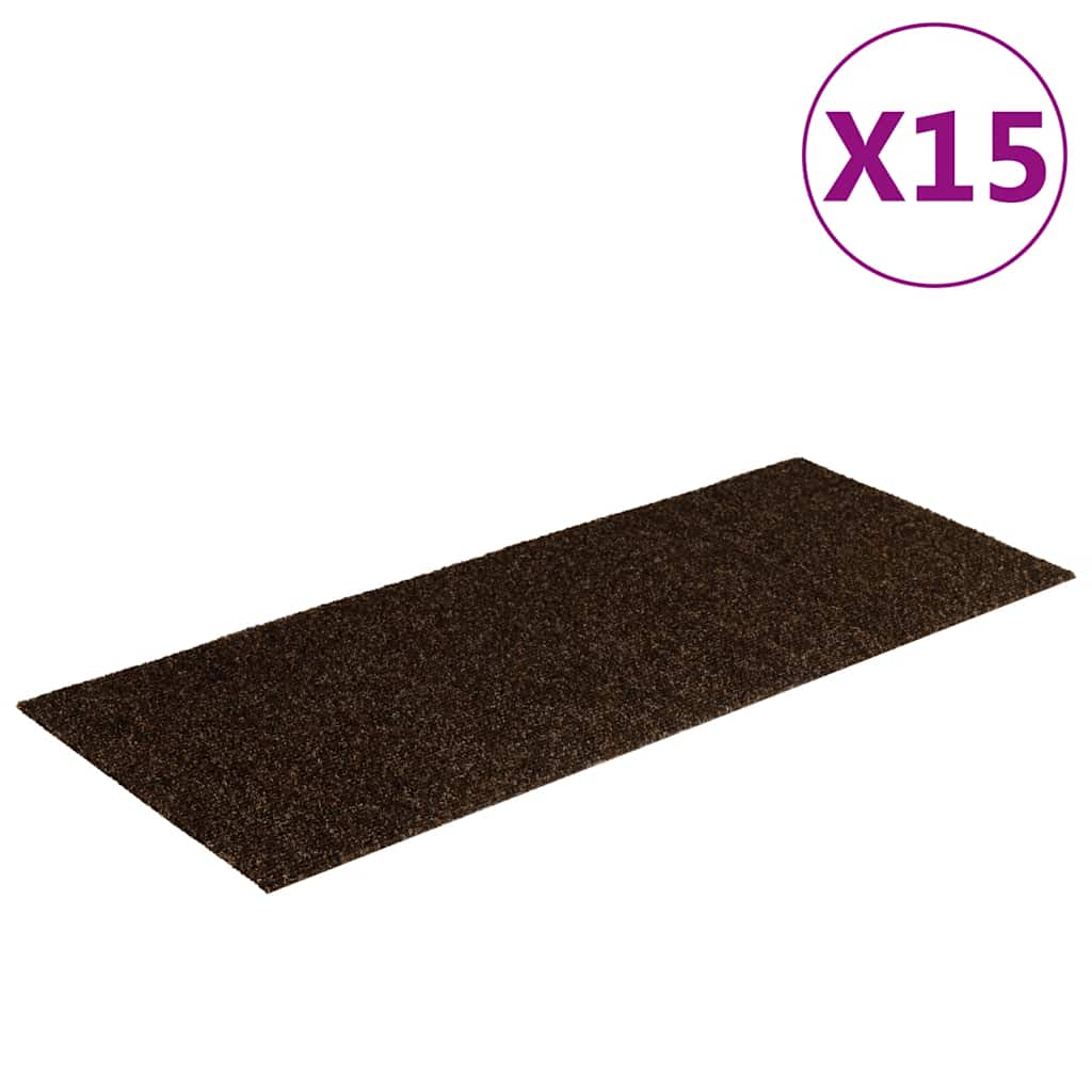 Prostirke za stepenice samoljepljive 15 kom 60x25 cm smeđe pravokutne