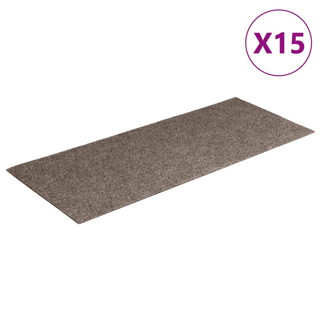 Prostirke za stepenice samoljepljive 15 kom 60x25 cm bež pravokutne