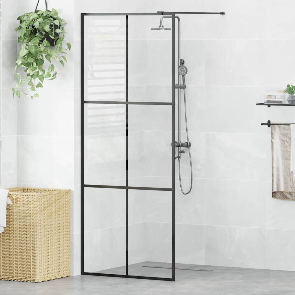 Pregrada za tuširanje s prozirnim staklom ESG 80 x 195 cm crna