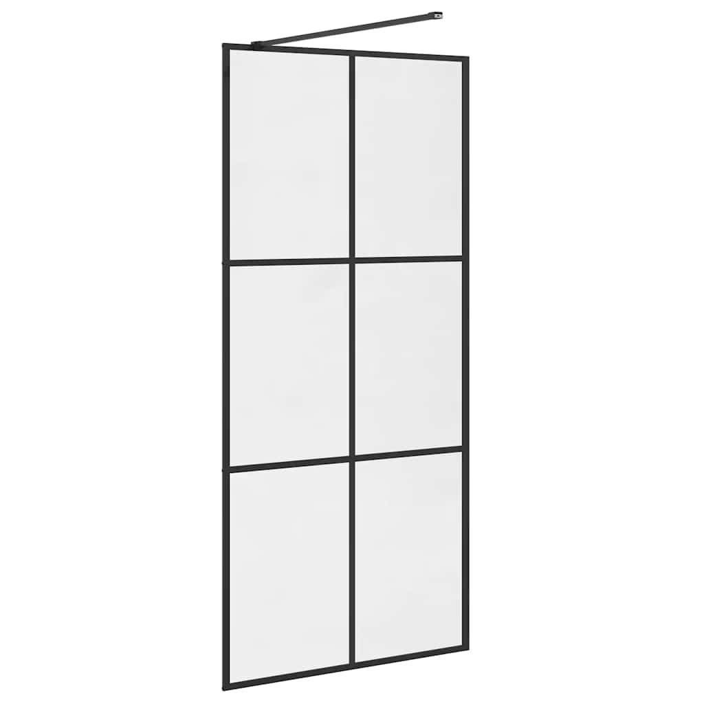 Pregrada za tuširanje s prozirnim staklom ESG 90 x 195 cm crna