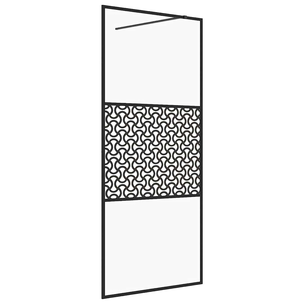 Pregrada za tuširanje s prozirnim staklom ESG 100 x 195 cm crna