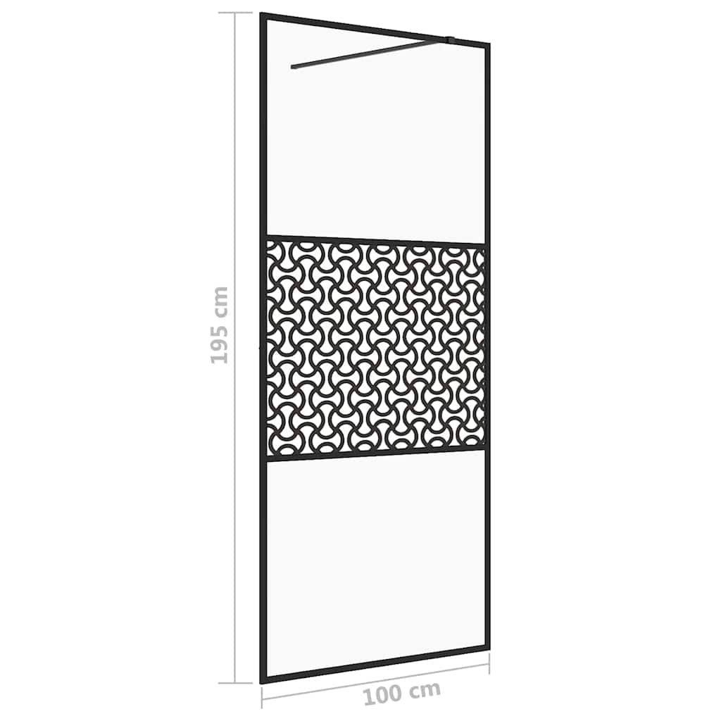 Pregrada za tuširanje s prozirnim staklom ESG 100 x 195 cm crna