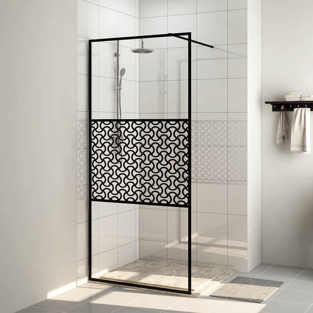Pregrada za tuširanje s prozirnim staklom ESG 100 x 195 cm crna