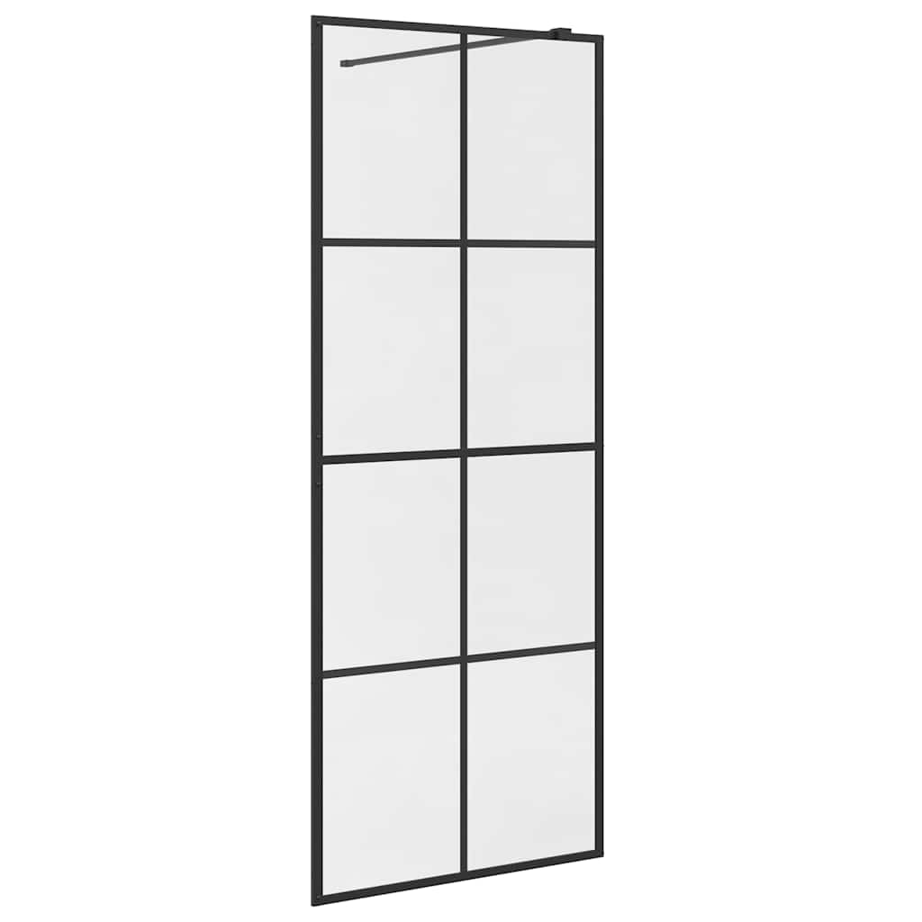 Pregrada za tuširanje s prozirnim staklom ESG 80 x 195 cm crna