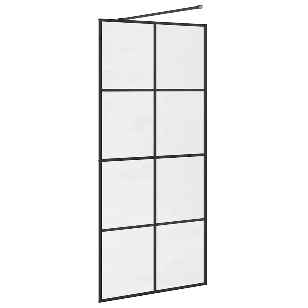 Pregrada za tuširanje s prozirnim staklom ESG 90 x 195 cm crna