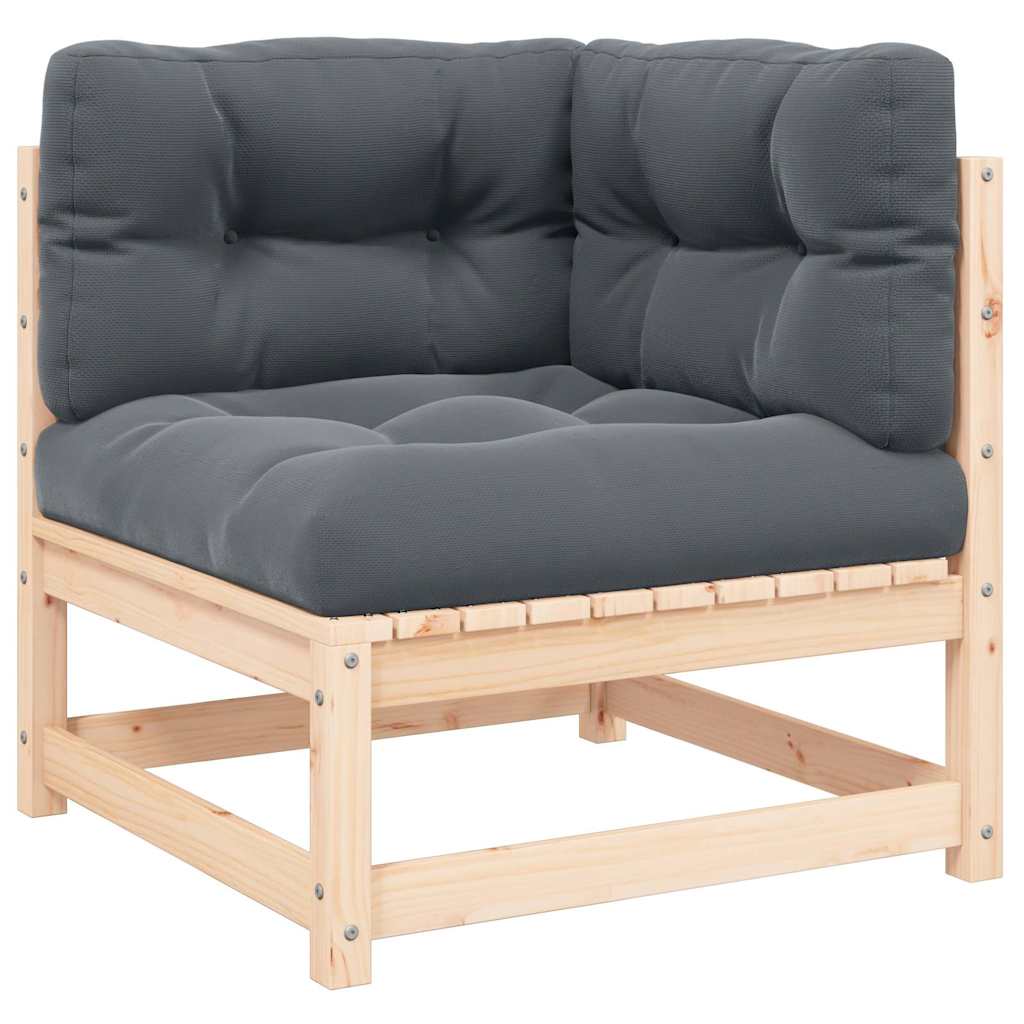 Kutna vrtna sofa s antracit jastucima od masivne borovine