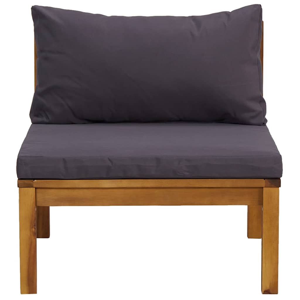 Modularna srednja sofa s tamnosivim jastucima bagremovo drvo