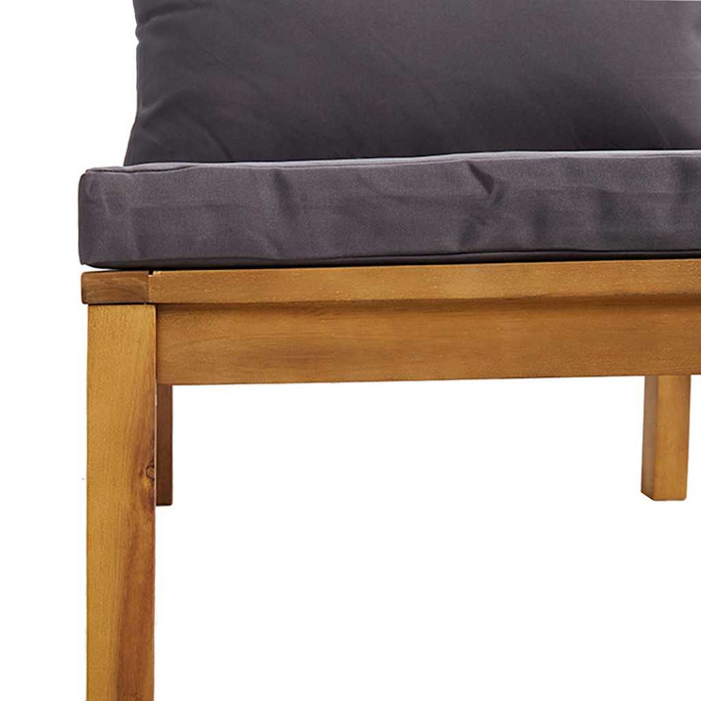 Modularna srednja sofa s tamnosivim jastucima bagremovo drvo