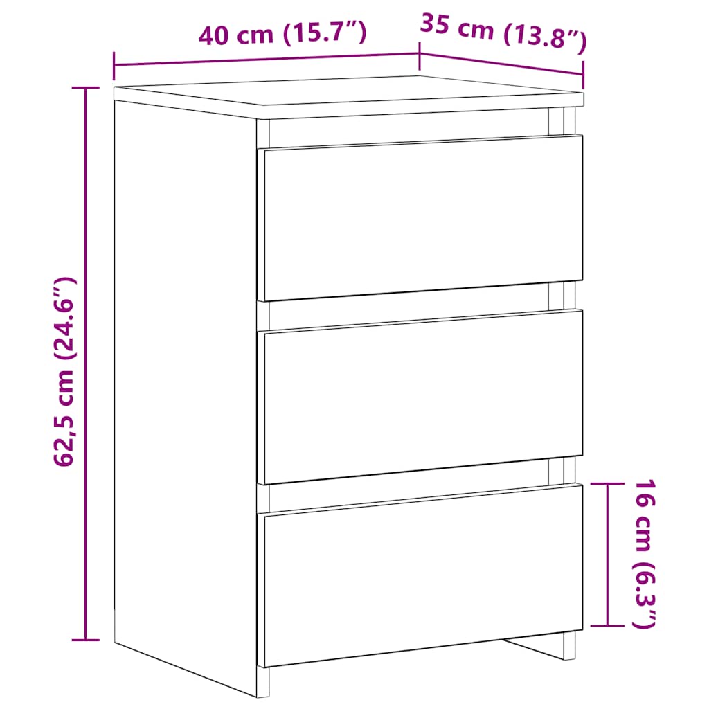 Noćni ormarići 2 kom bijeli 40x35x62,5 cm od konstruiranog drva