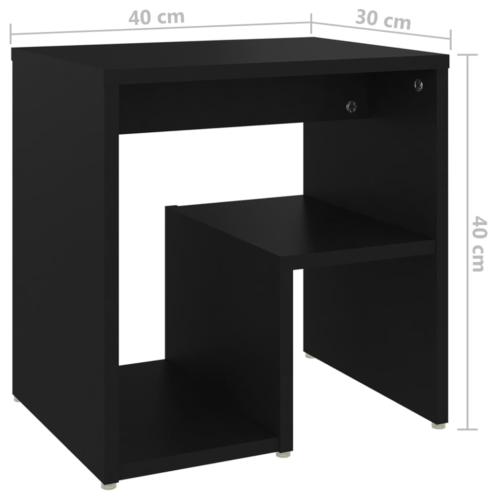 Noćni ormarići 2 kom crni 40 x 30 x 40 cm od konstruiranog drva