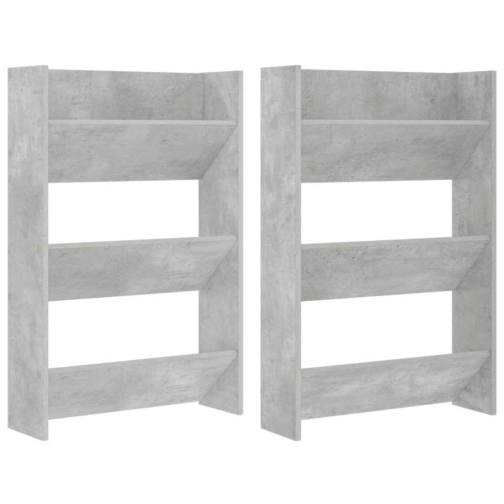 Zidni ormarići za cipele 2 kom boja betona 60x18x90 cm drveni