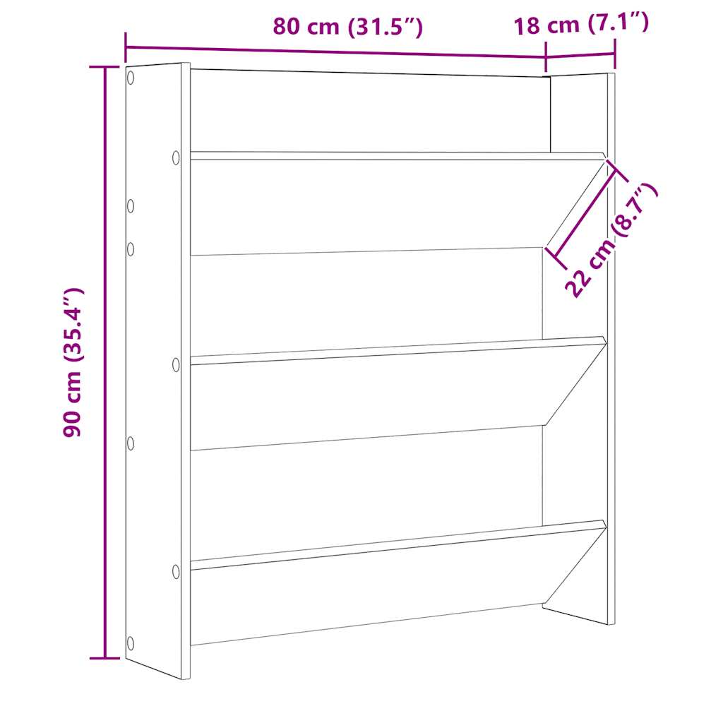 Zidni ormarić za cipele bijeli 80x18x90 cm konstruirano drvo