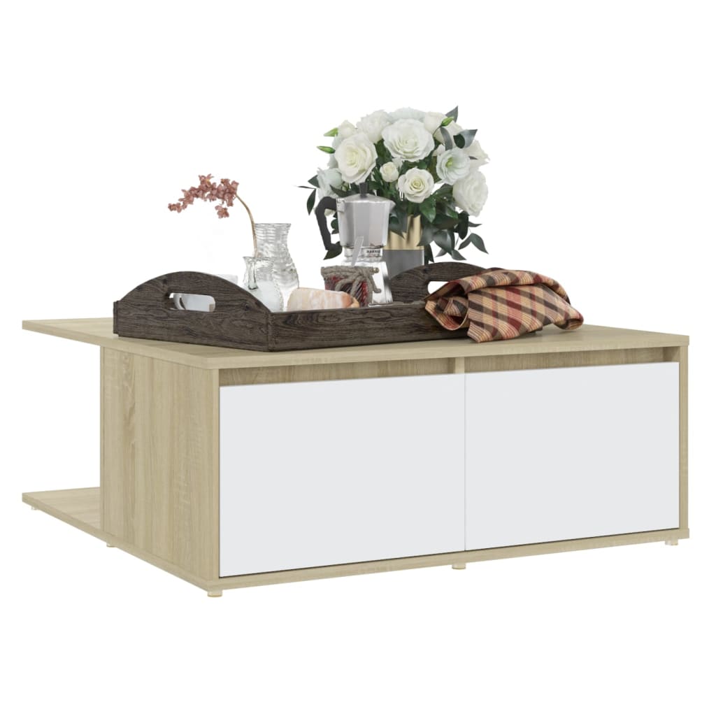 Stolić za kavu siva boja betona 80 x 80 x 31 cm od iverice