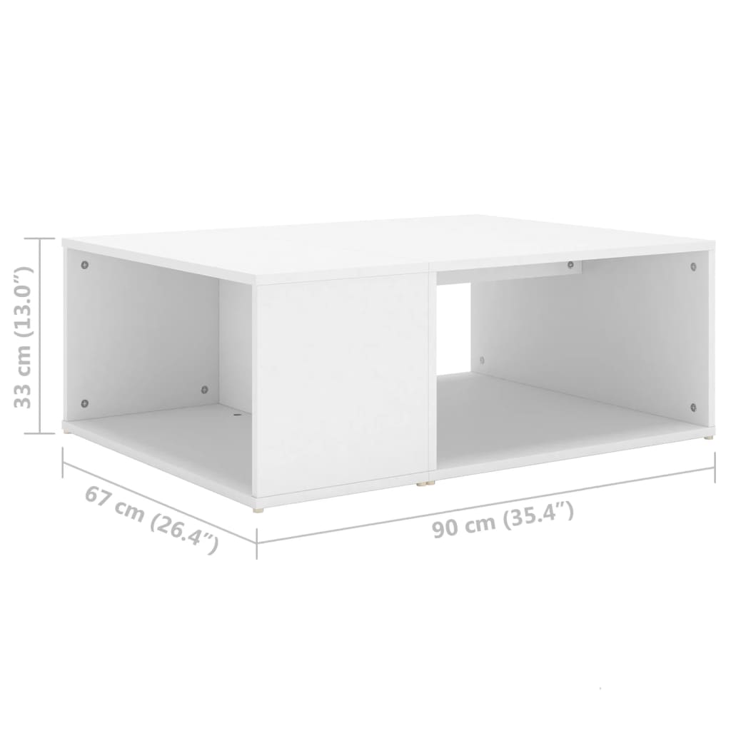 Stolić za kavu bijeli 90 x 67 x 33 cm od konstruiranog drva