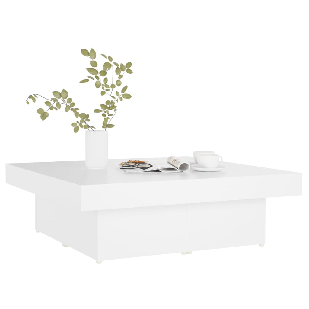 Stolić za kavu bijeli 90 x 90 x 28 cm od konstruiranog drva