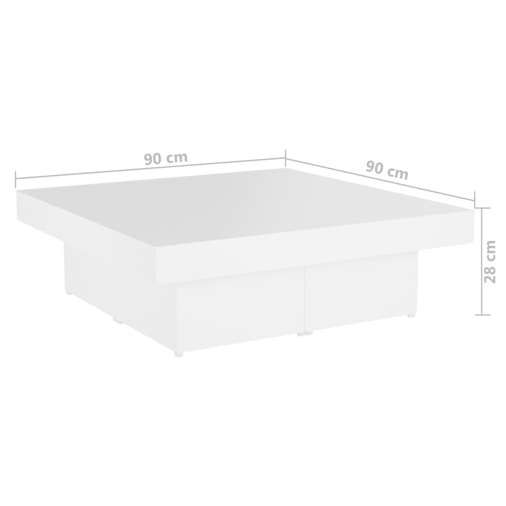 Stolić za kavu bijeli 90 x 90 x 28 cm od konstruiranog drva
