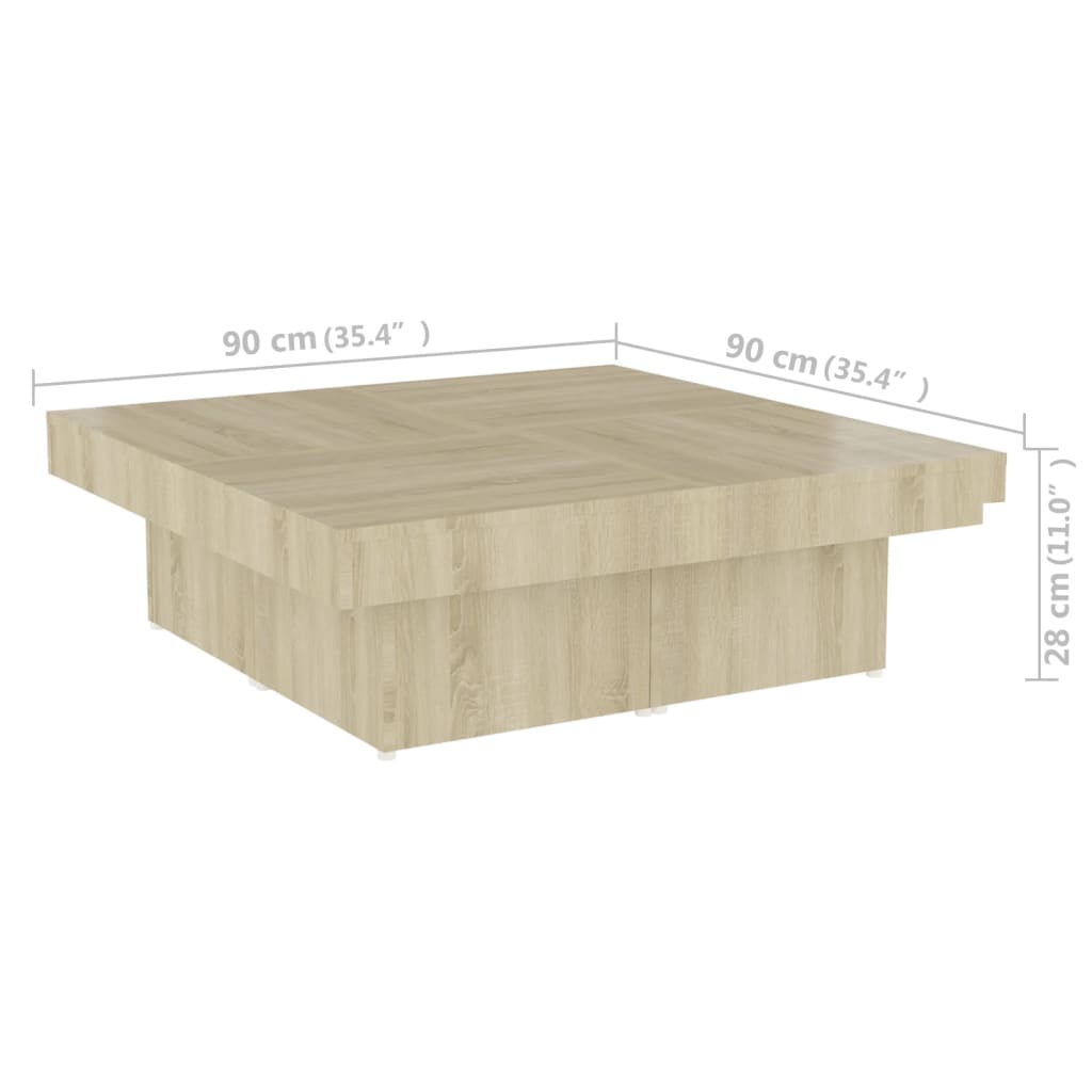 Stolić za kavu boja hrasta sonome 90 x 90 x 28 cm od iverice