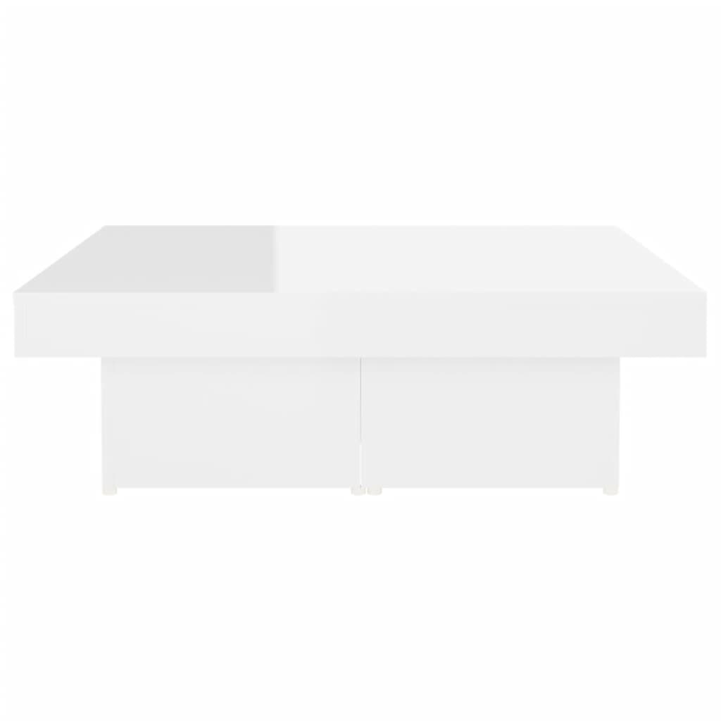 Stolić za kavu visoki sjaj bijeli 90x90x28 cm konstruirano drvo