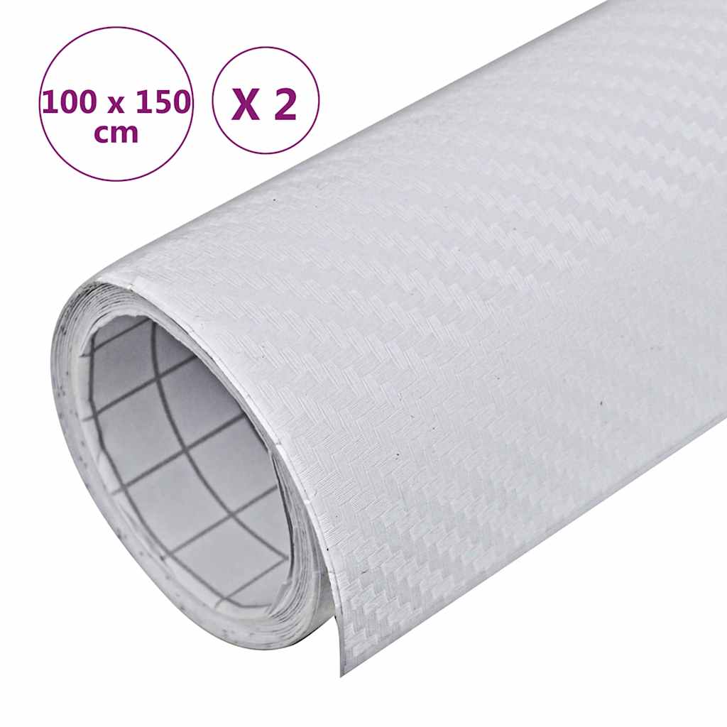 Folije za automobil 2 kom 3D bijele 100 x 150 cm