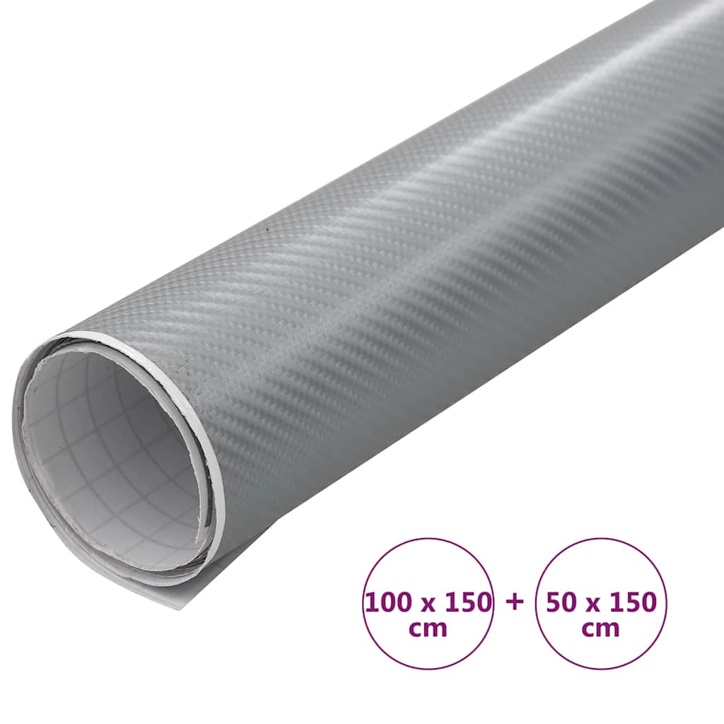 Folije za automobil 2 kom 4D srebrne 100 x 150 cm + 50 x 150 cm