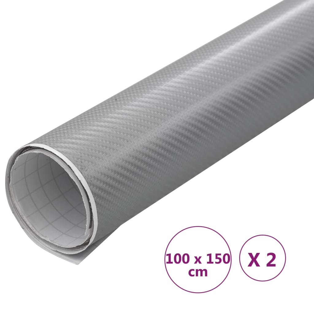 Folije za automobil 2 kom 4D srebrne 100 x 150 cm