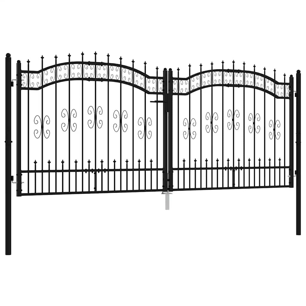 Vrata za ogradu KAMPEN s kopljem na vrhu crna 302 x 125 cm čelična