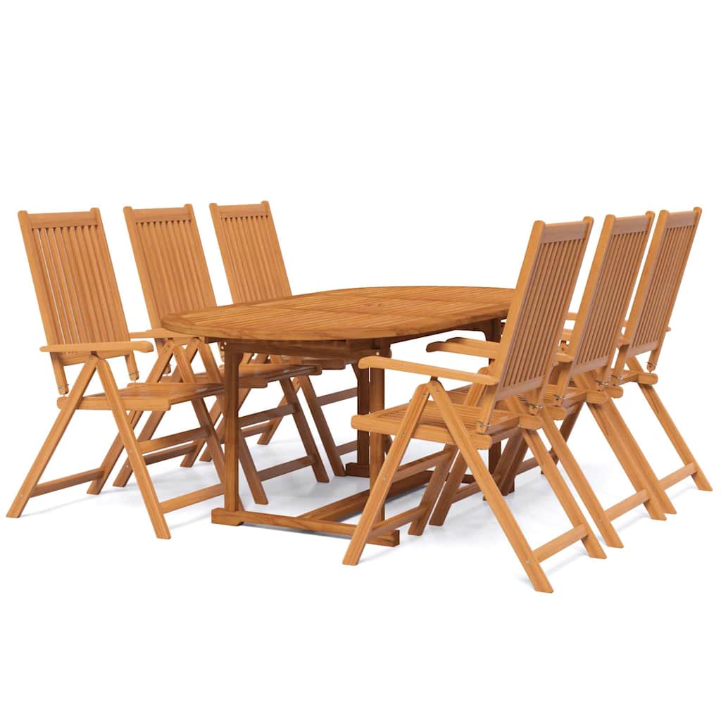 7-dijelni vrtni blagovaonski set od masivnog bagremovog drva 120-170 cm