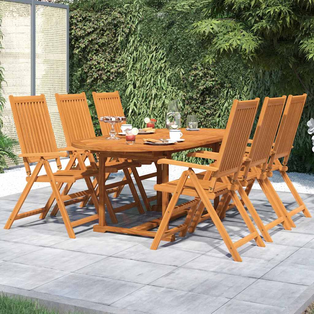 7-dijelni vrtni blagovaonski set od masivnog bagremovog drva 120-170 cm