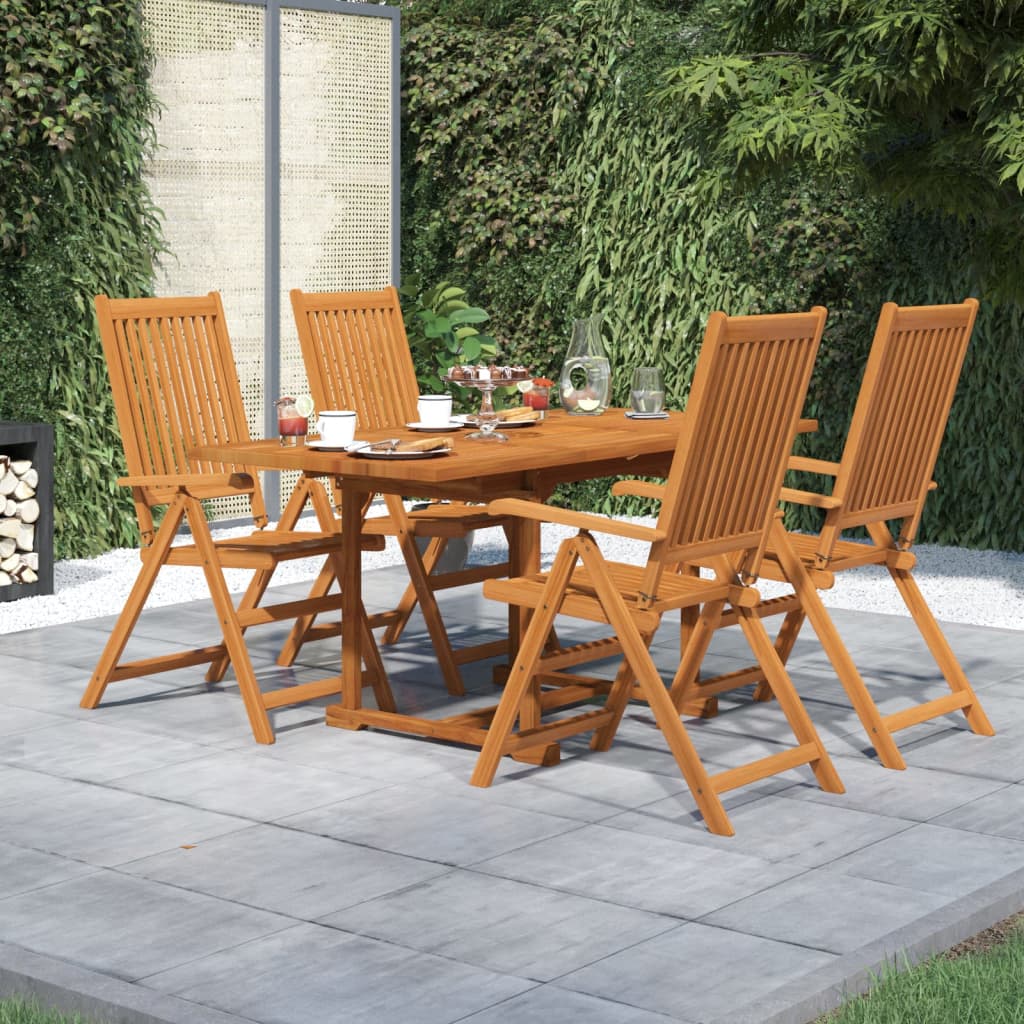 5-dijelni vrtni blagovaonski set od masivnog bagremovog drva 120-170 cm