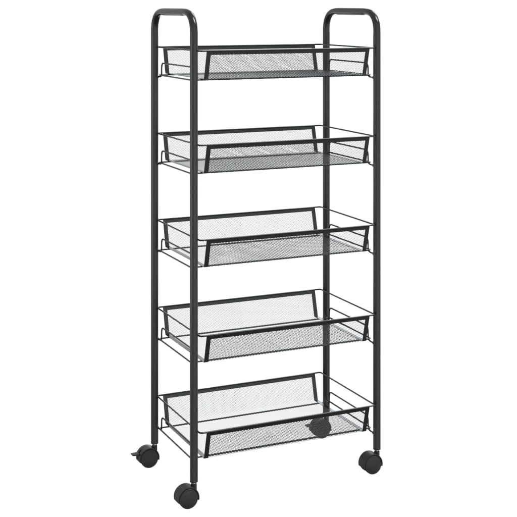 Kuhinjska kolica s 5 razina crna 46 x 26 x 105 cm željezna