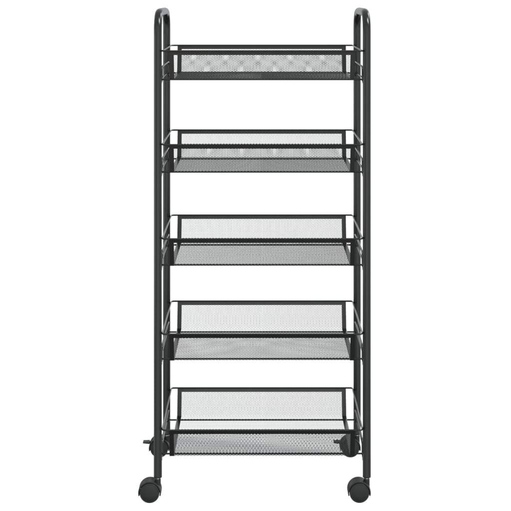 Kuhinjska kolica s 5 razina crna 46 x 26 x 105 cm željezna