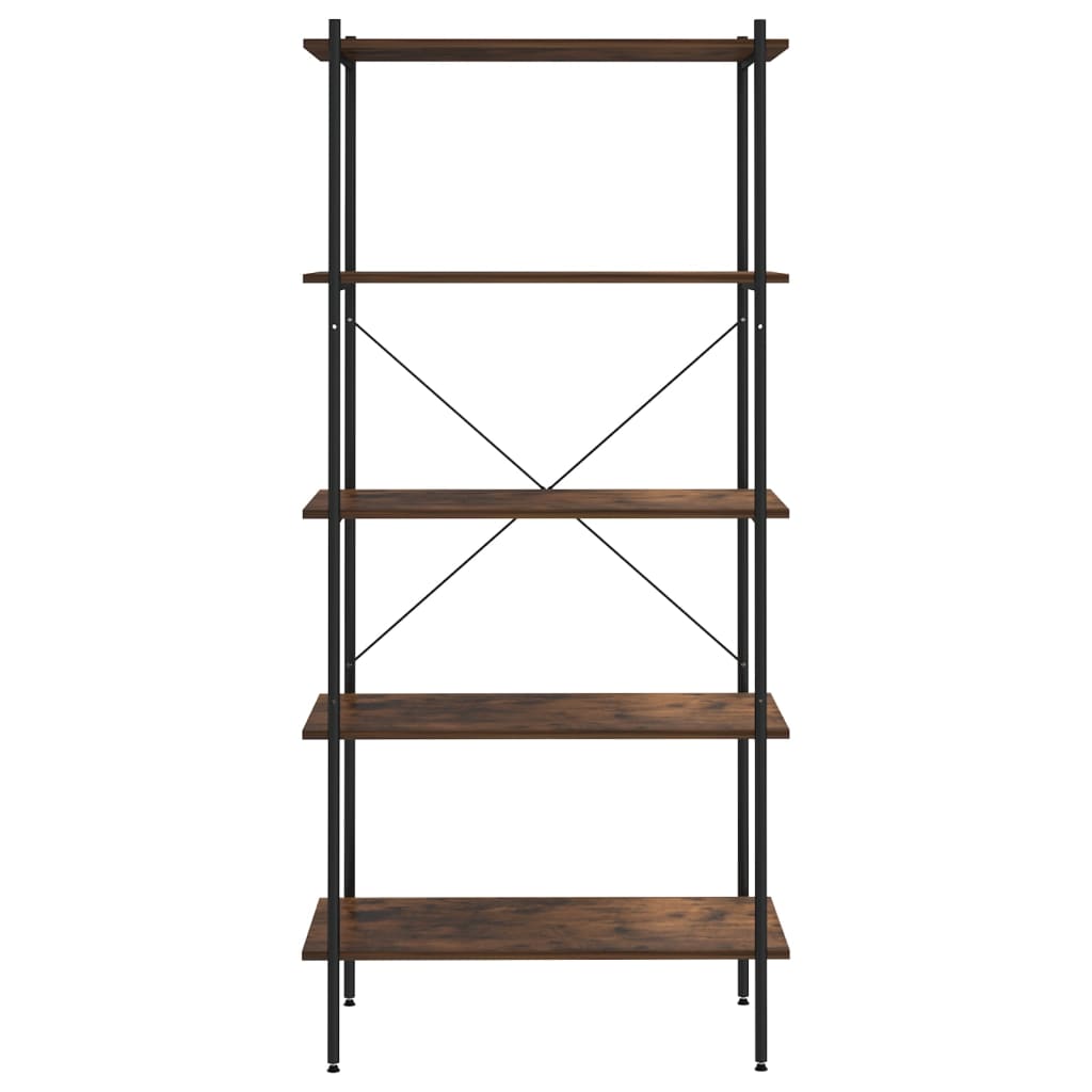 Police s 5 razina crne i boja drva 80 x 40 x 163 cm