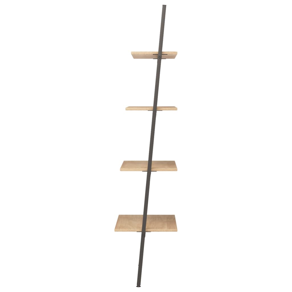 Naslanjajuće police s 4 razine svjetlosmeđe-crne 64x34x150,5 cm