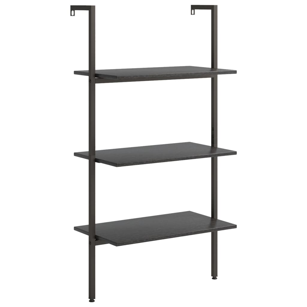 Naslanjajuća polica s 3 razine crna 64 x 35 x 120,5 cm