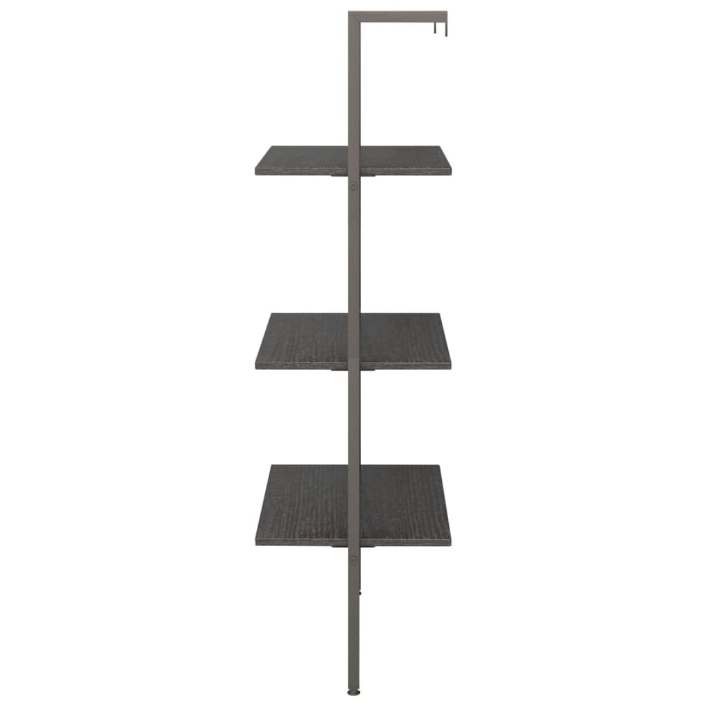 Naslanjajuća polica s 3 razine crna 64 x 35 x 120,5 cm