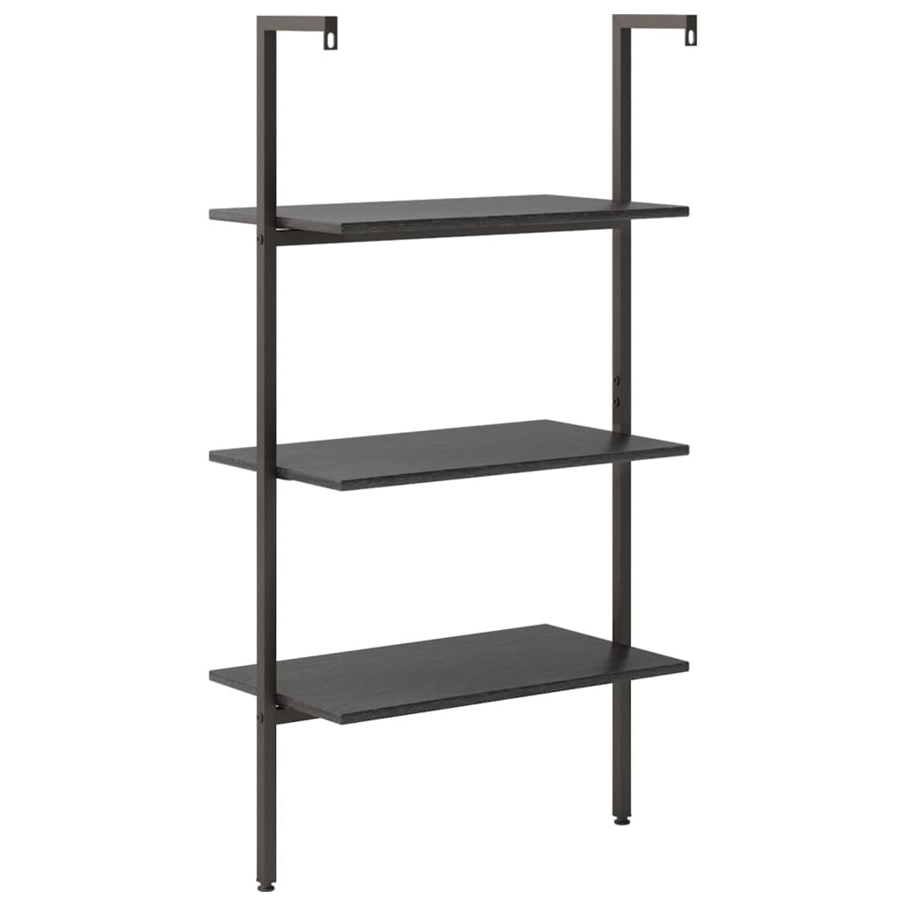 Naslanjajuća polica s 3 razine crna 64 x 35 x 120,5 cm