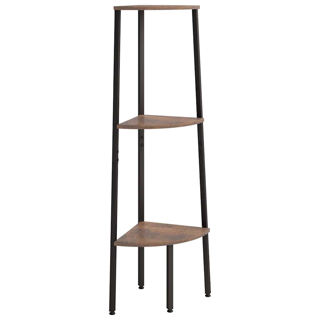Kutna polica s 3 razine Tamnosmeđa-crna 45,5x31,5x120 cm